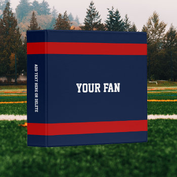 Football Deep Blue  Red & White Personalized Binder by VisionsandVerses at Zazzle