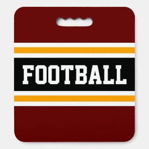 FOOTBALL Deep Red Black Orange White Stripes Seat Cushion
