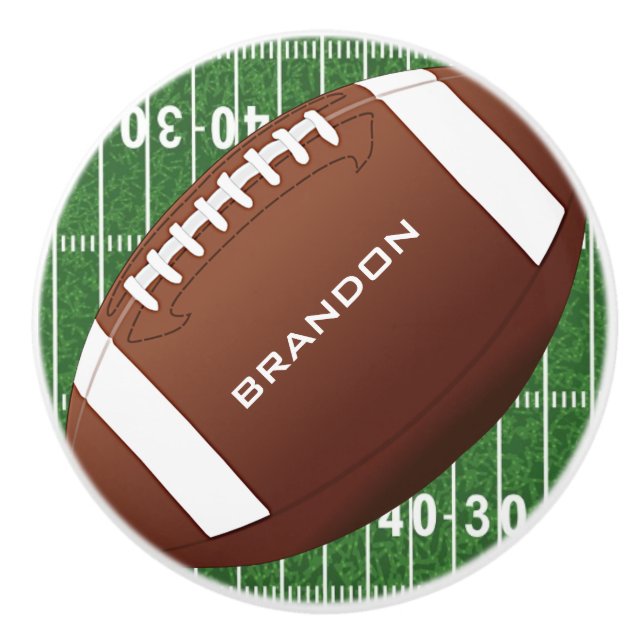 Football Design Ceramic Pull or Knob (Front)