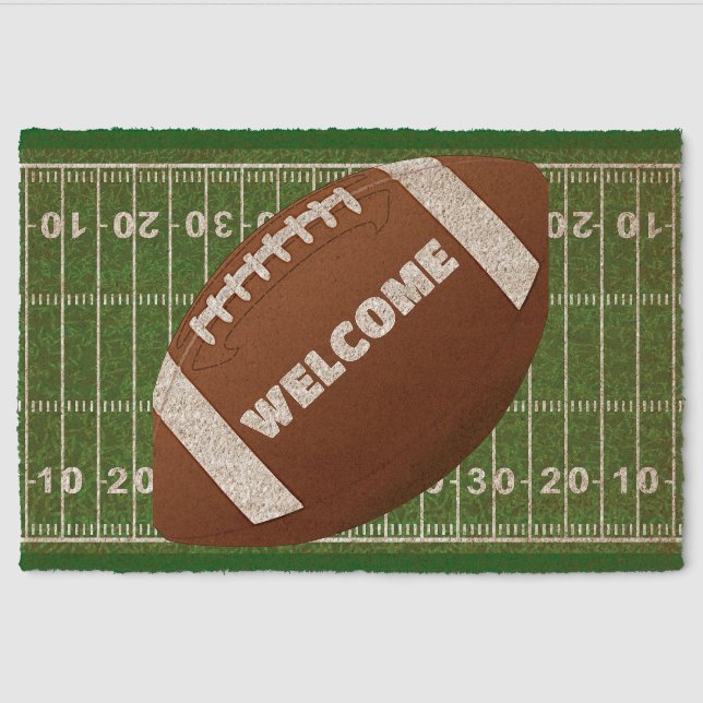 Football Design Coir DoorMat Fiber Doormat (Front)