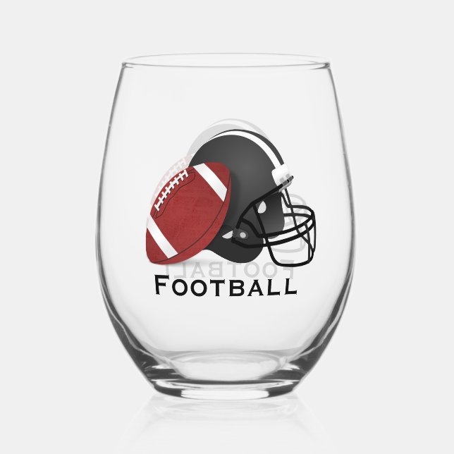 Football Design Stemless Wine Glass (Front)