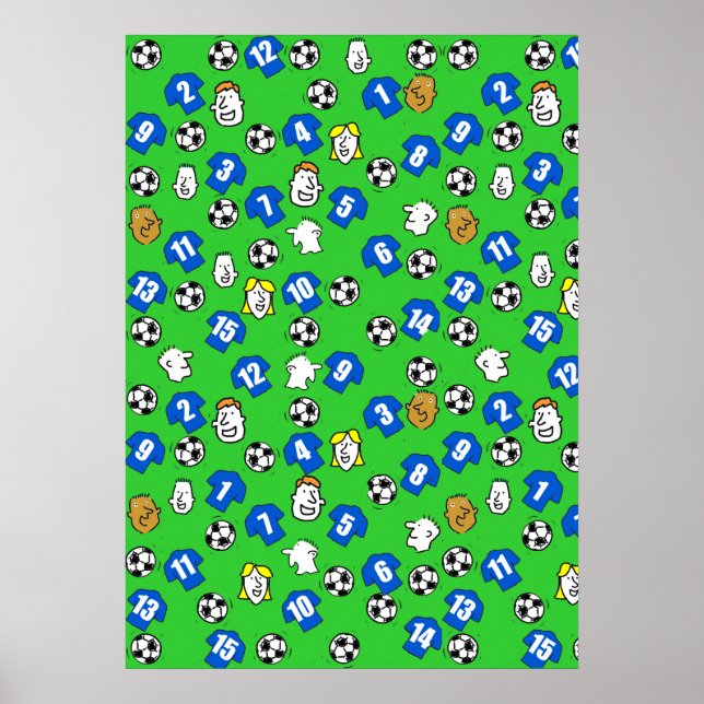 Football Design Wall Poster with Blue Shirts (Front)