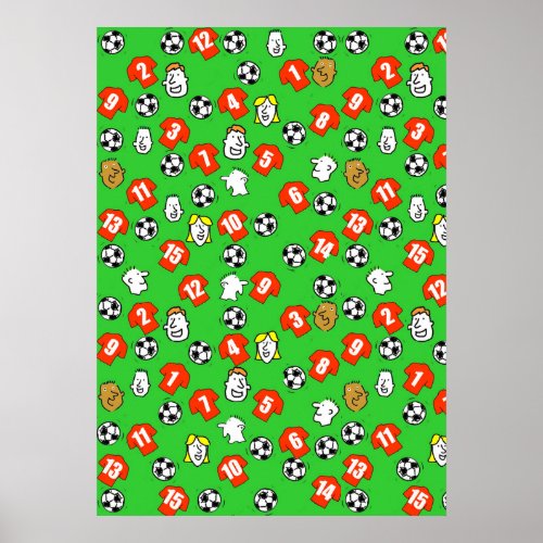 Football Design Wall Poster with Red Shirts