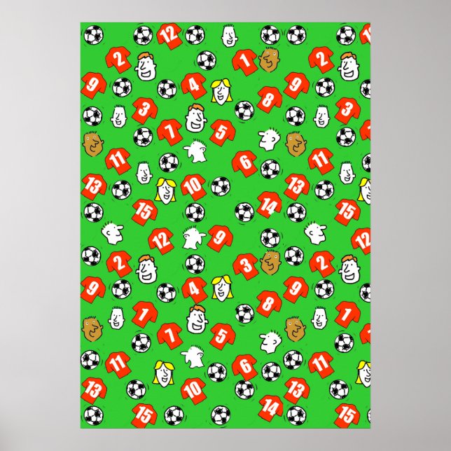 Football Design Wall Poster with Red Shirts (Front)