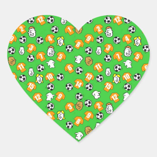 Football Design with Gold Shirts Heart Sticker (Front)