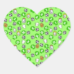 Football Design with Green Shirts Heart Sticker