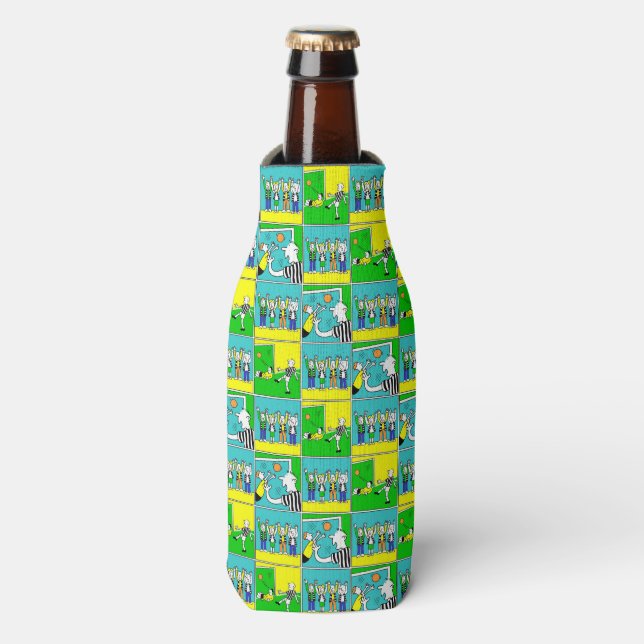 Football Design with players and fans Soccer theme Bottle Cooler (Bottle Front)