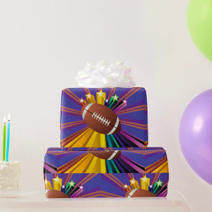 Football Design with Stars Vibrant Sports Fan Art  Wrapping Paper