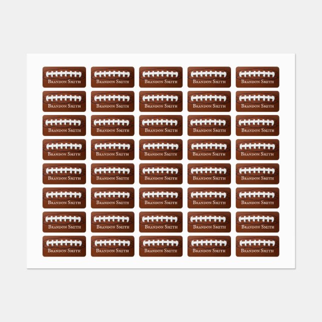 Football Designs Name Tags Labels (Sheet)