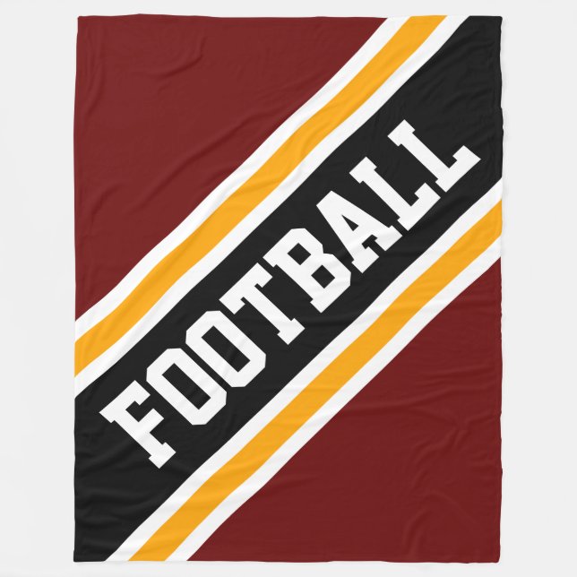 FOOTBALL Diagonal Bold Red Black Orange Stripes Fleece Blanket (Front)