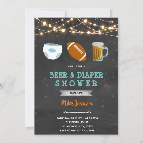 Football diaper beer invitation