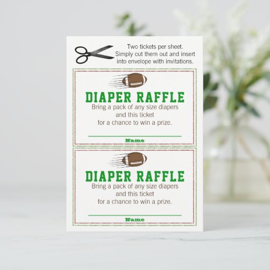 Football Diaper Raffle Tickets (Standing Front)