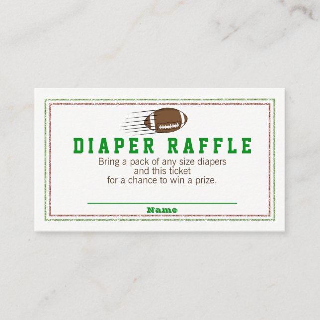 Football Diaper Raffle Tickets Enclosure Card (Front)