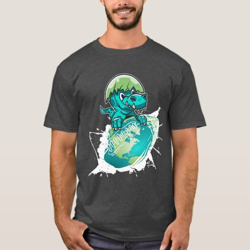 Football Dino Earth Climate Change T_Shirt