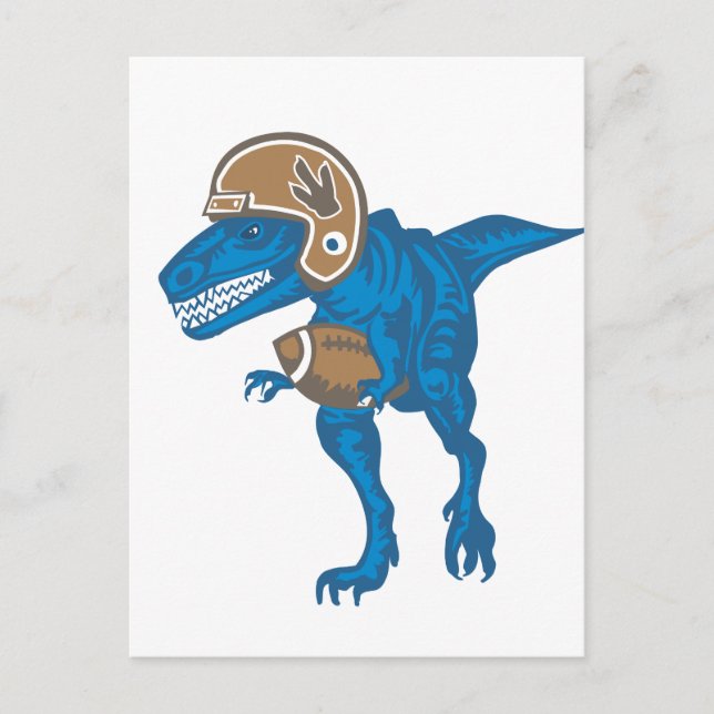Football Dinosaur Blue Postcard (Front)