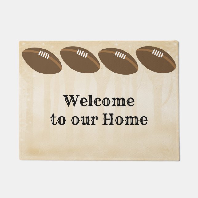 Football Doormat in Brown & Tan (Front)