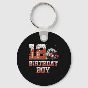 Football Drip 12th Birthday Party Boy Sport Fan 12 Keychain