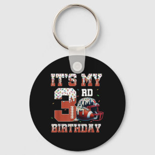 Football Drip 3rd Birthday Party Boy Sport Fan 3 Y Keychain