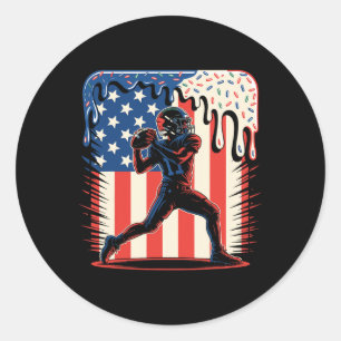 Football Drip Ice Cream Sprinkles 4th Of July Amer Classic Round Sticker