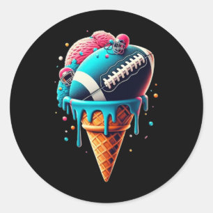 Football Drip Ice Cream Watercolor Cone With Sprin Classic Round Sticker