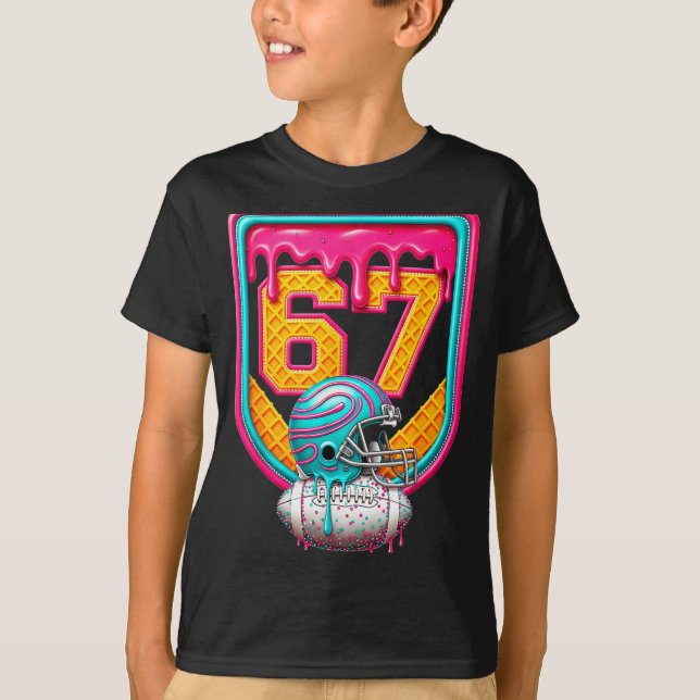 Football Drip Number 67 Football Player  T-Shirt (Front)