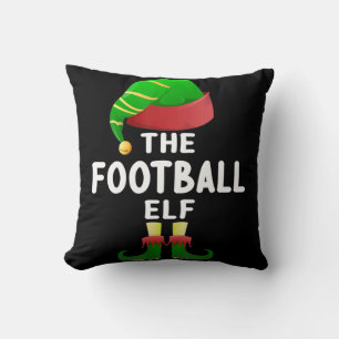 Football Elf Christmas Family Matching Pajamas Elf Throw Pillow