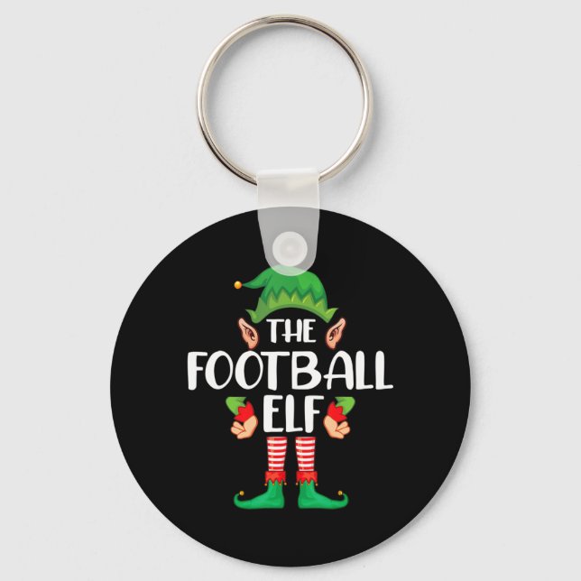 Football Elf Matching Family Group Christmas Party Keychain (Front)