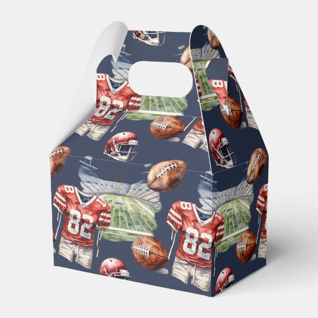 Football Equipment Pattern Favor Boxes (Front Side)