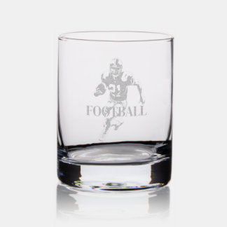 Football Etched Whiskey Glass