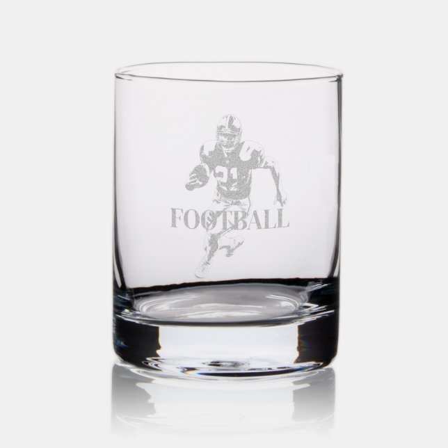 Football Etched Whiskey Glass (Glassware)