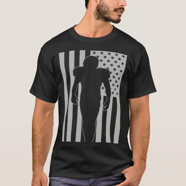 Football Family Biggest Fan Cheer USA American Fla T-Shirt (Front)