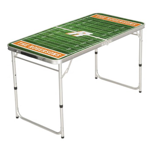 Football Family Monogram  Custom Colors  Orange Beer Pong Table