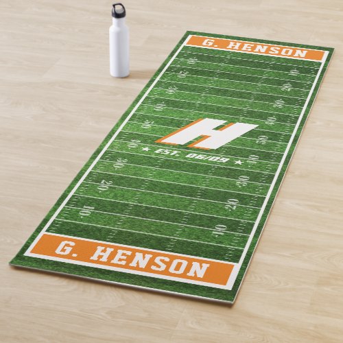 Football Fan  Custom Color Monogram Orange Yoga Mat