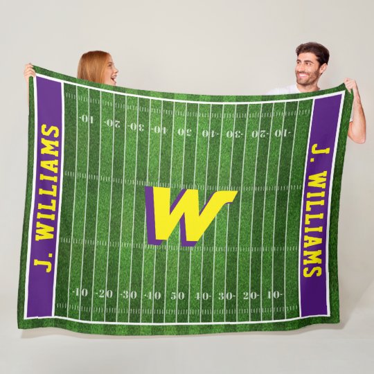 Football Fan Custom Name and Colors Purple Fleece Blanket