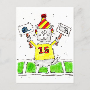 Football Fan Kitty Postcard