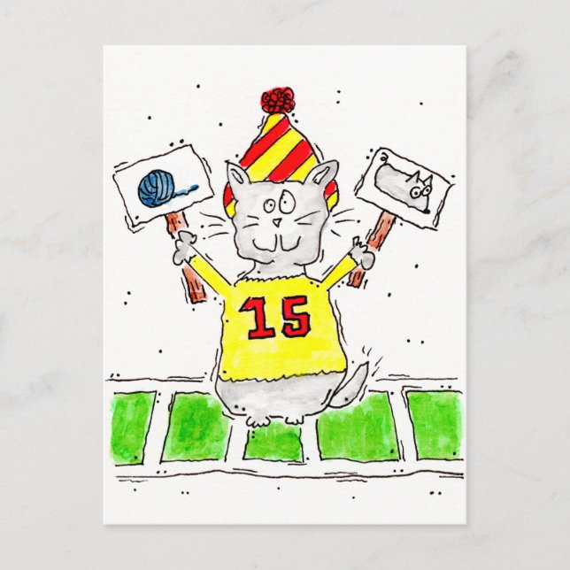 Football Fan Kitty Postcard (Front)