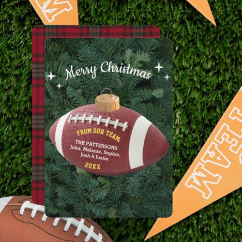 Football Fan Ornament Custom Photo Christmas Card