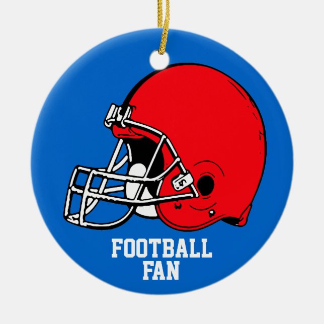 Football Fan Ornament Helmet Red Blue (Front)