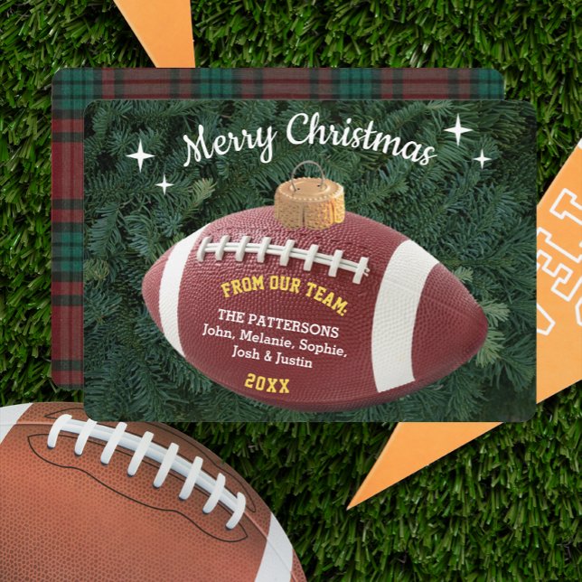 Football Fan Personalized Ornament Christmas Card (Creator Uploaded)