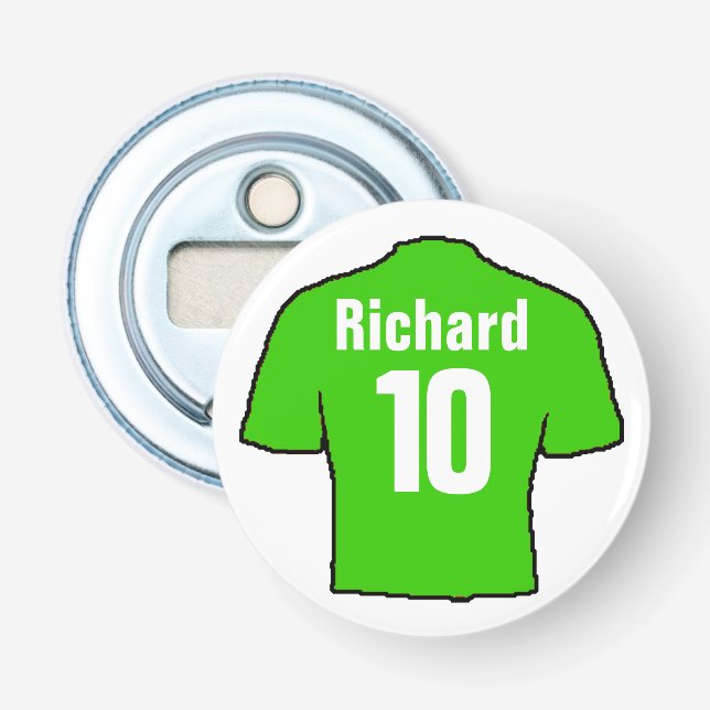Football Fan Shirt to Personalize. Bottle Opener (Front)