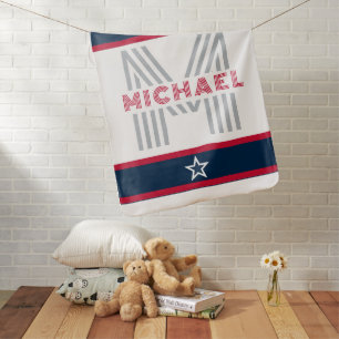 Football Fan Stars Stripes Custom Monogram Baby Blanket