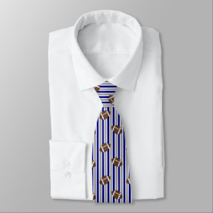 Football Fan Stripes Grey Navy Blue Neck Tie