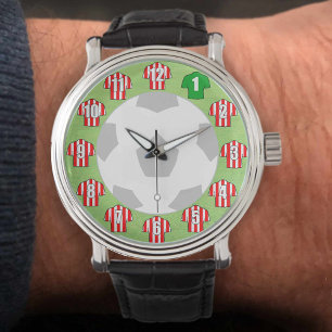 Football Fan Watch - with Red Striped Shirts
