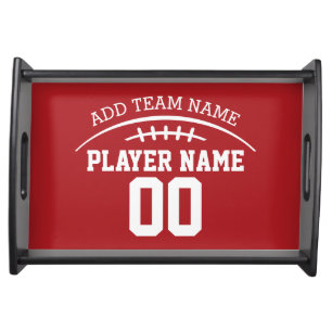 Football Fan with Custom Name and Number Serving Tray