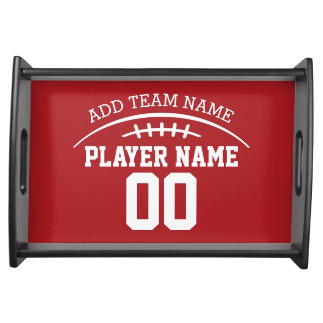 Football Fan with Custom Name and Number Serving Tray (Front)