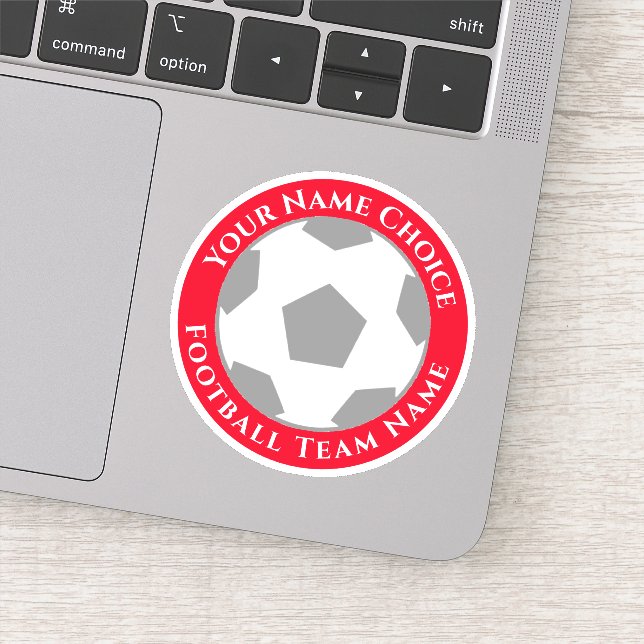 Football Fan with Team Name Personalised Sticker (Detail)