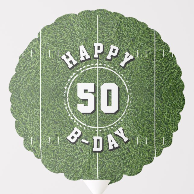 Football Field 50 Yard Line 50th Birthday Party Balloon (Front)