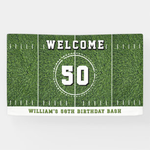 Football Field 50 Yard Line 50th Birthday Party Banner