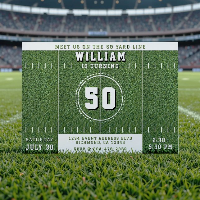 Football Field 50 Yard Line 50th Birthday Party Invitation (Football Field 50 Yard Line 50th Birthday Party Invitation
)