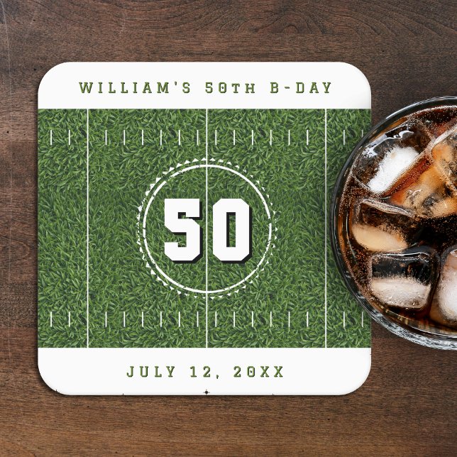 Football Field 50th Birthday Party 50 Yard Line Square Paper Coaster (Football Field 50th Birthday Party 50 Yard Line Square Paper Coaster
)
